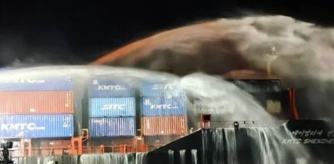 突發(fā)！高麗海運一集裝箱船起火